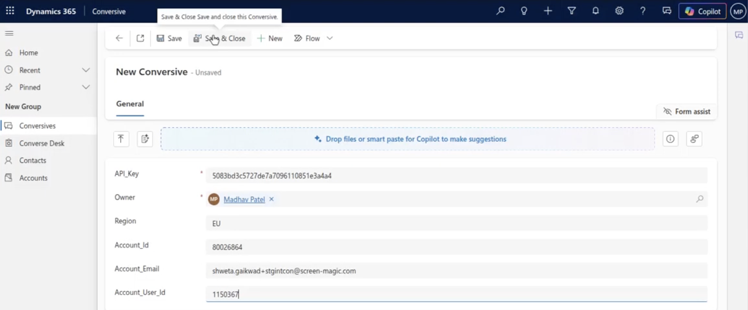 Details on conversive page