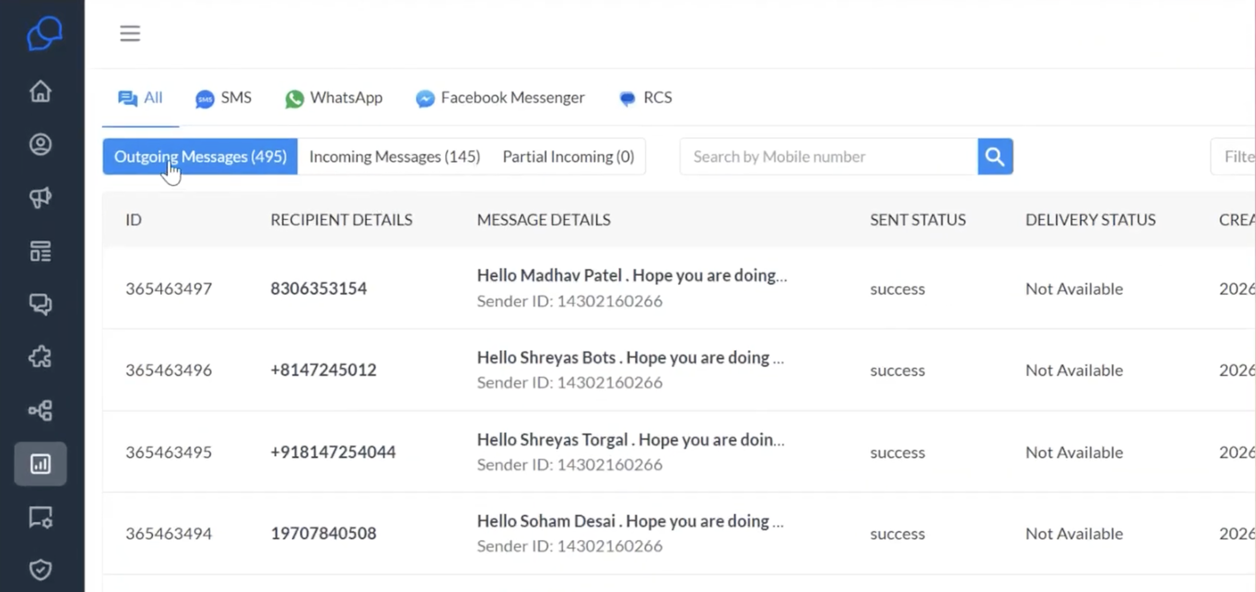 outgoing messages